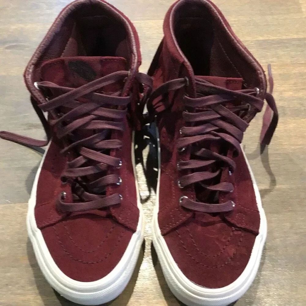 Like new vans, burgundy, red suede with tassel shoes, size 6 1/2